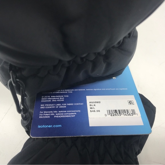 Isotoner 100% Waterproof SmarTouch Gloves, Size M/L - Black Men's - Picture 5 of 5